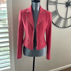 White House Black Market lined jacket, dark pink, zippered front